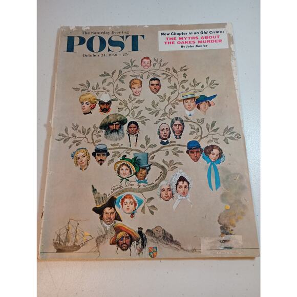 Vintage Saturday Evening Post October 21 1959 Norman Rockwell Family Tree - Picture 1 of 9